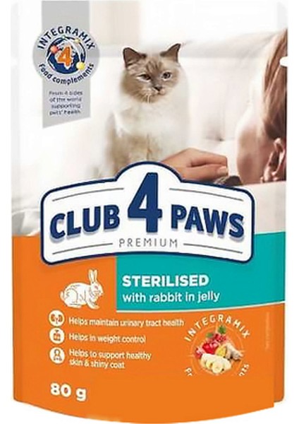 CLUB4PAWS Kisir Kediler Için Tavşanli Yaş Mama 80 gr x 3 Adet 141036