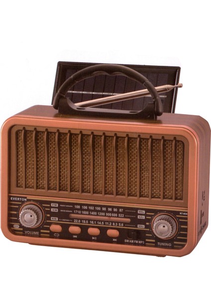 RT-834 Radyo-Tf Card-Usb-Kumandalı Nostaljik Radyo Solar Güneş Panelli