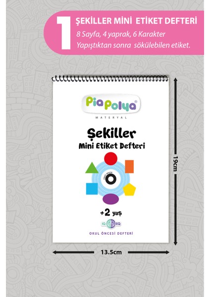 2 Set Etiketli, Şekiller Mini Etiket Defteri ve Etiketleri | Okul Öncesi Defteri | Şekil Etiket