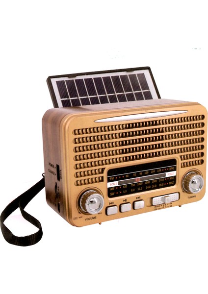 RT-642 (Solar Güneş Panelli) -Usb-Tf-Am-Fm-Sw-Blue-Connect-Tws-Usb Şarj Nostaljik Radyo