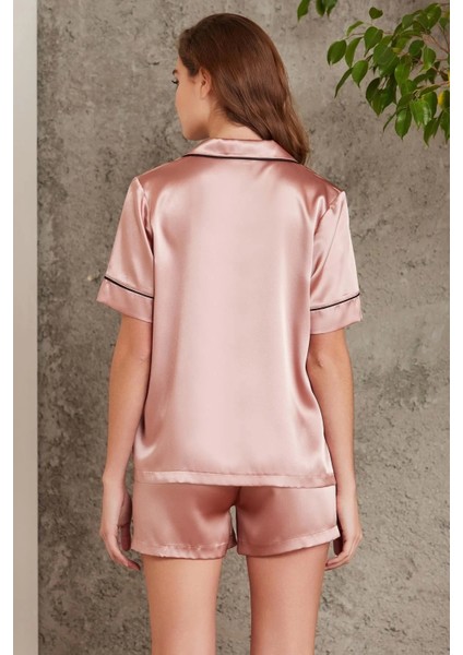 Saten Biyeli Pijama Takımı 1205 - Brandy