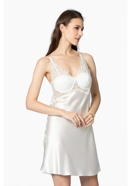 6'lı Saten Gecelik Sabahlık Takım Çeyiz Seti 6040 - Ekru modelleri