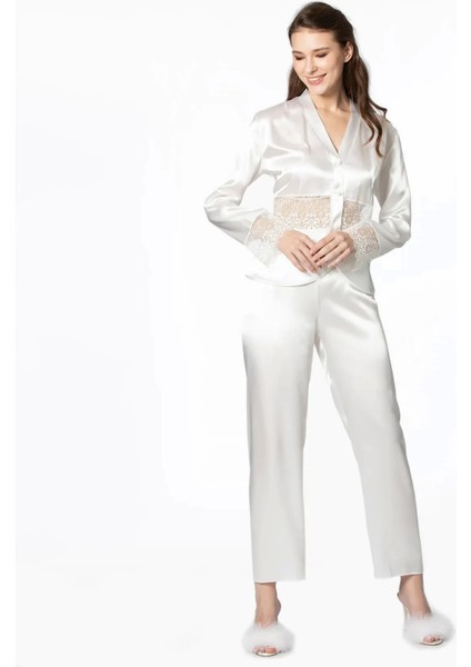 6'lı Saten Gecelik Sabahlık Takım Çeyiz Seti 6040 - Ekru fırsatları