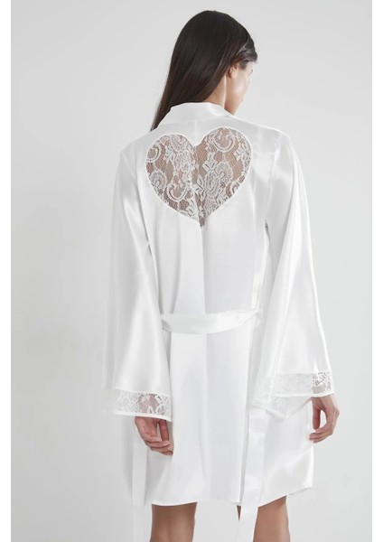 Saten Dantelli Gecelik ve Sabahlık Takımı 4090 - Ekru modelleri