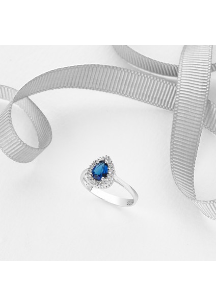 925 Ayar Damla Zirkon Taşlı Gümüş Yüzük