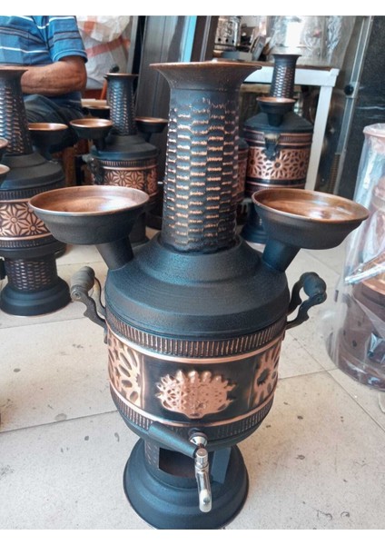 5 Lt Kabartmalı Bakır Semaver Bakır Demlik BS05-K Crm.bkr.smvr, One Size fiyatları