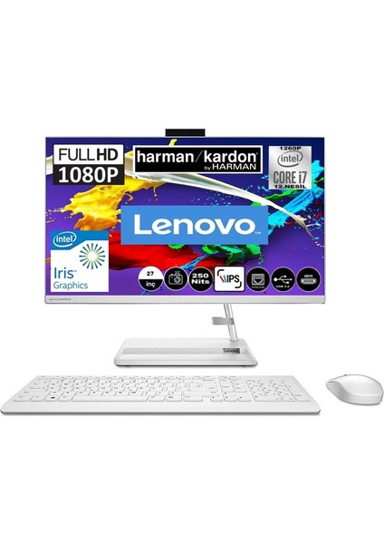 Ideacentre Aıo 3 27IAP7 Intel Core I7 1260P 32GB 1tb HDD + 2tb SSD Windows 11 Pro 27'' Fhd All In One Bilgisayar F0GJ00KATX Snertech