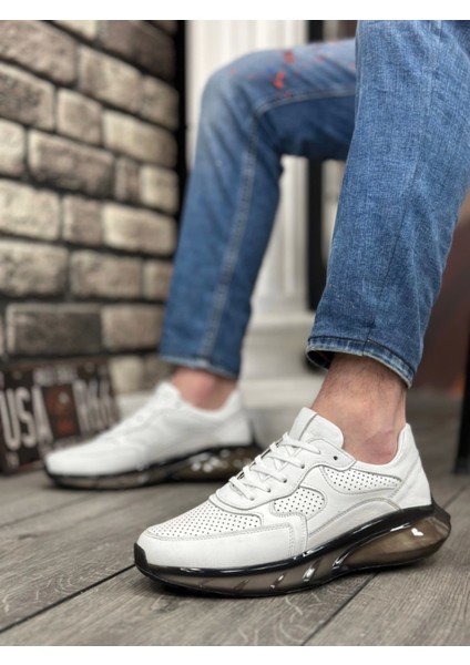 Içi Dışı Deri Rahat Taban Beyaz Sneakers Casual Erkek Ayakkabı