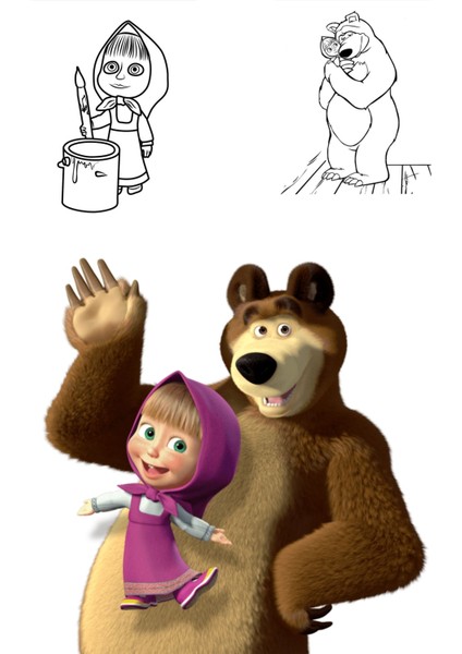 Maşa ile Koca Ayı Boyama 2'li Kitap Seti