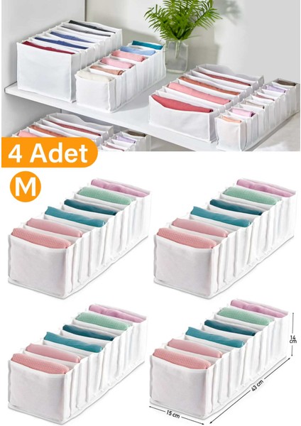 4 Adet - Medium 11 Gözlü Çekmece Içi Düzenleyici Organizer 16 x 40 x 12