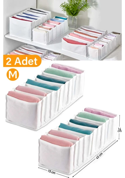 2 Adet - Medium 11 Gözlü Çekmece Içi Düzenleyici Organizer 16 x 40 x 12