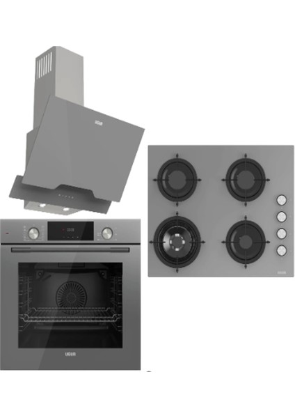 Fry Art Set Gri (Uaf 6011D Gcpet Fırın - Uao 6041W3 Gcy Rsr1 Ocak - Uad 6012G GA3D Davlumbaz)
