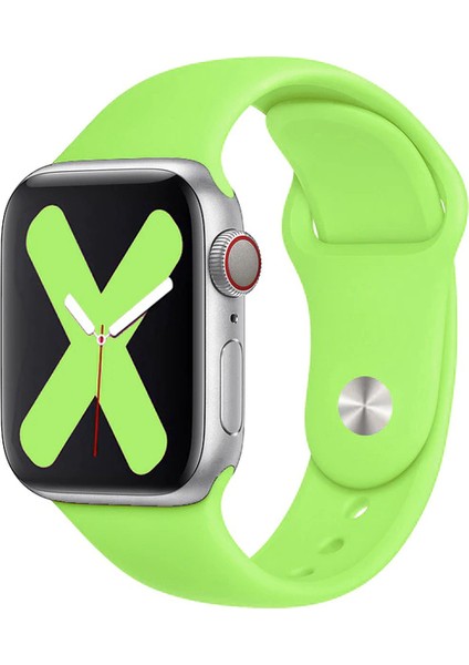 Apple Watch Series SE/11/10/9/8/7/6/5/4/3 42mm-41mm-40mm-38mm Uyumlu M/l Spor Silikon Kordon Neon Yeşil