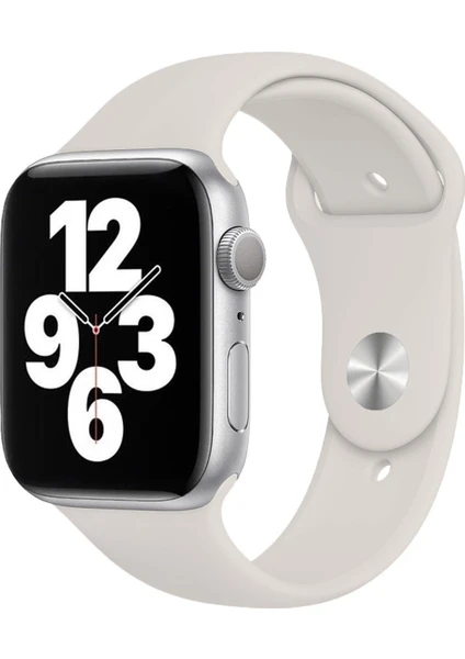 Apple Watch Series SE/10/9/8/7/6/5/4/3 46mm-45mm-44mm-42mm Uyumlu M/L Spor Silikon Kordon Yıldız Işığı