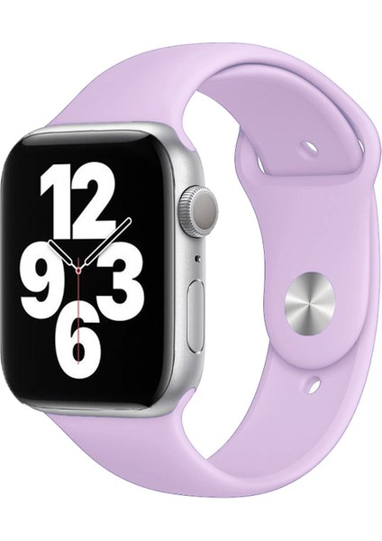 Apple Watch Series SE/11/10/9/8/7/6/5/4/3 42mm-41mm-40mm-38mm Uyumlu M/l Spor Silikon Kordon Lavanta