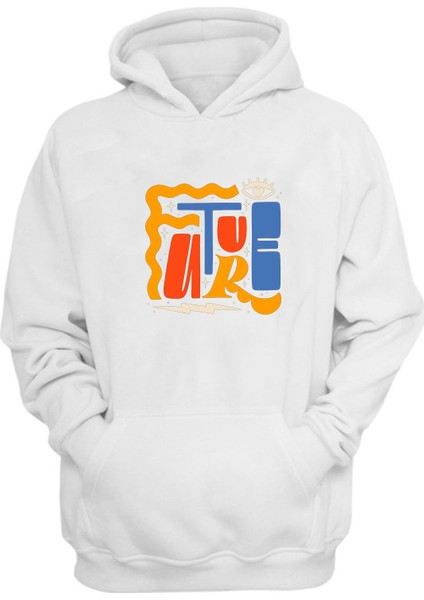 Unisex Fature, Mel Cerri Baskılı Beyaz Normal Kalıp Şardonlu Kalın Sweatshirt