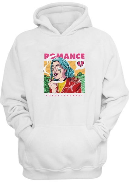 Unisex Romance For Get The Past Baskılı Beyaz Normal Kalıp Şardonlu Kalın Sweatshirt