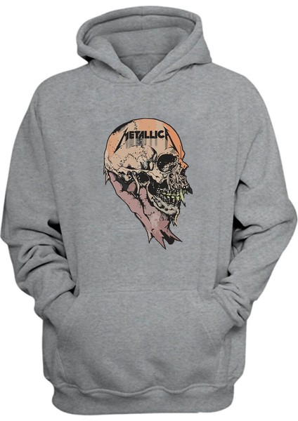 Unisex Sad But True, Metallıca Baskılı Gri Normal Kalıp Şardonlu Kalın Sweatshirt