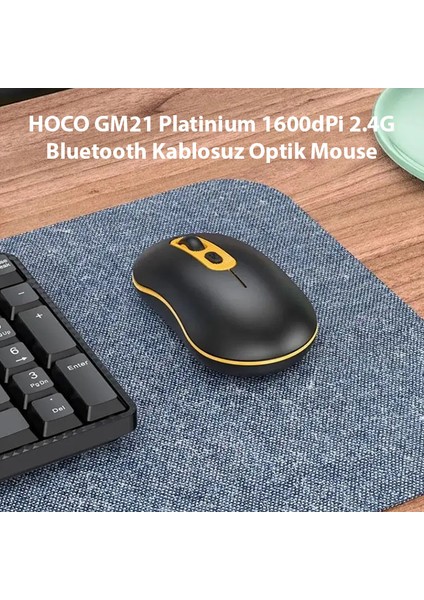 Hoco GM21 Platinium 1600DPI 2.4g Bluetooth Kablosuz Optik Mouse