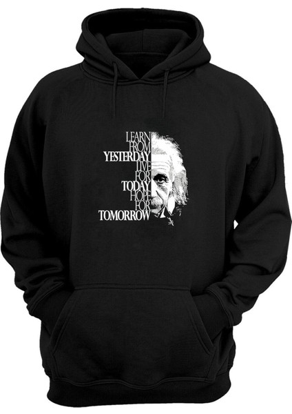 Unisex Learn From Yesterday Live For Today Hope Baskılı Siyah Normal Kalıp Şardonlu Kalın Sweatshirt