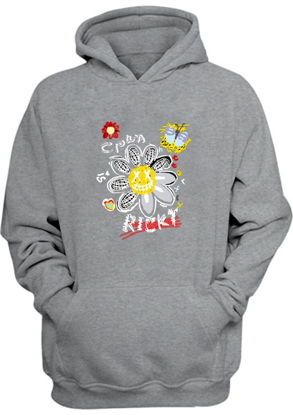 Unisex Clown Butter Fly Ricky Baskılı Gri Normal Kalıp Şardonlu Kalın Sweatshirt