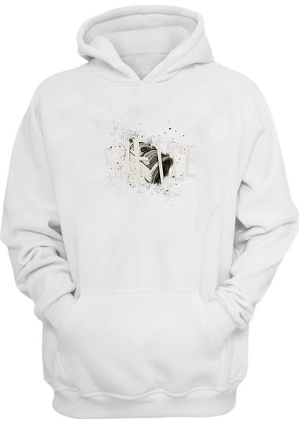 Unisex Sılence Dolar Baskılı Beyaz Normal Kalıp Şardonlu Kalın Sweatshirt