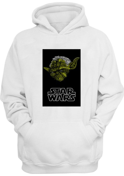 Unisex Star Wars Yoda Jodi Master Baskılı Beyaz Normal Kalıp Şardonlu Kalın Sweatshirt