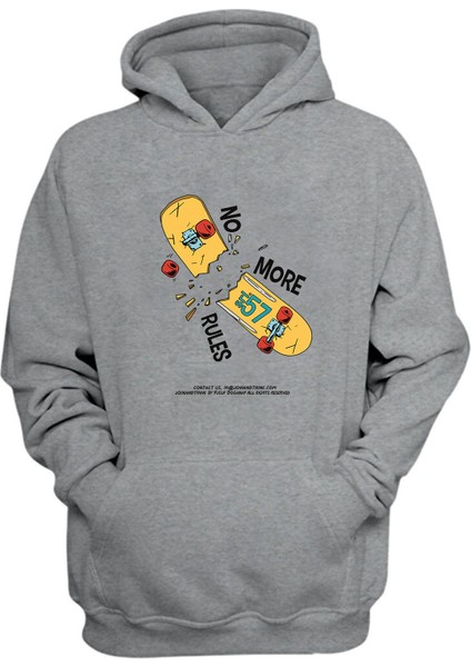 Unisex No More Rules 57 Baskılı Gri Normal Kalıp Şardonlu Kalın Sweatshirt