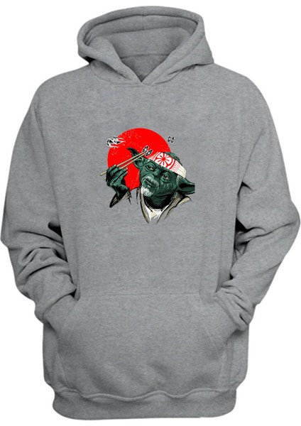 Unisex Star Wars Illustrations And Fighter Planes Baskılı Gri Normal Kalıp Şardonlu Kalın Sweatshirt