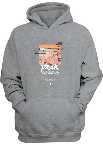 Unisex Peak Popularity Baskılı Gri Normal Kalıp Şardonlu Kalın Sweatshirt