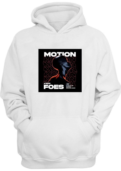 Unisex Motıon Foes R06 Baskılı Beyaz Normal Kalıp Şardonlu Kalın Sweatshirt
