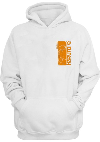 Unisex Anime Naruta Orange Baskılı Beyaz Normal Kalıp Şardonlu Kalın Sweatshirt