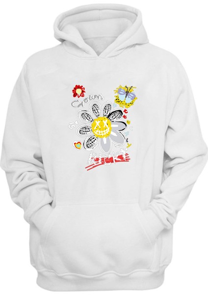 Unisex Clown Butter Fly Ricky Baskılı Beyaz Normal Kalıp Şardonlu Kalın Sweatshirt