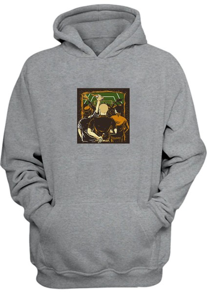 Unisex Hooligan Friends Baskılı Gri Normal Kalıp Şardonlu Kalın Sweatshirt
