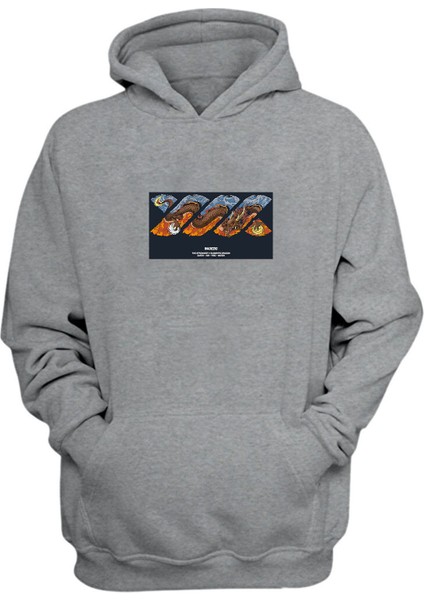 Unisex The Strongest 4 Elements Dragon Earth Baskılı Gri Normal Kalıp Şardonlu Kalın Sweatshirt