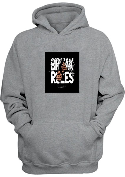 Unisex Break Rules Nothıng Is Orıgınal Baskılı Gri Normal Kalıp Şardonlu Kalın Sweatshirt