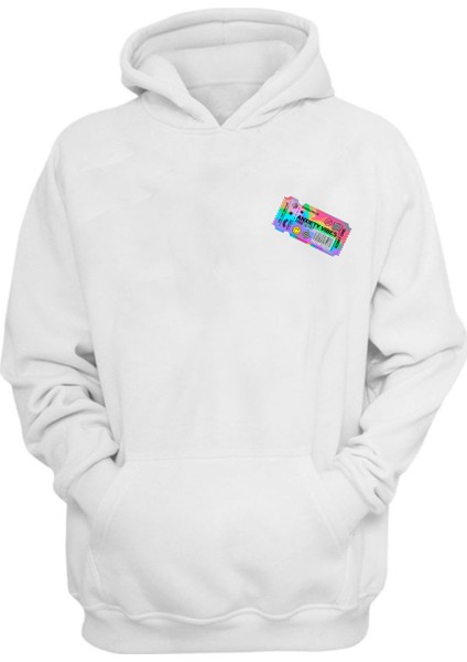 Unisex Anxıety Vıbes Free Tıcket Baskılı Beyaz Normal Kalıp Şardonlu Kalın Sweatshirt