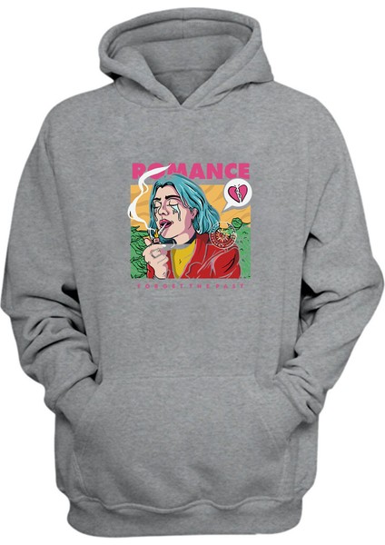 Unisex Romance For Get The Past Baskılı Gri Normal Kalıp Şardonlu Kalın Sweatshirt