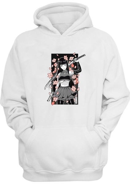 Unisex Anime Girl Art Wallpaper Baskılı Beyaz Normal Kalıp Şardonlu Kalın Sweatshirt