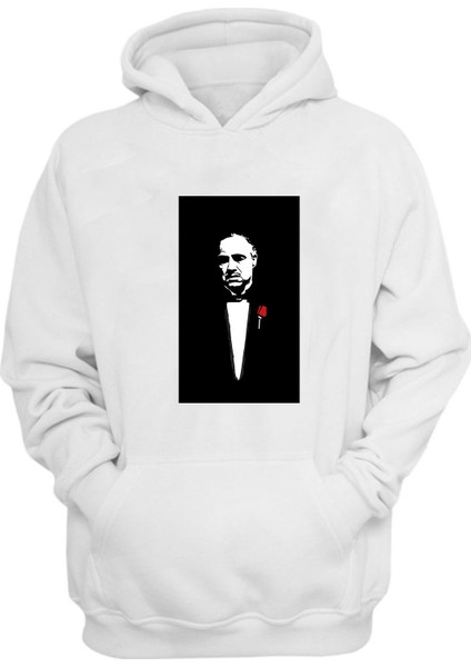 Unisex The Godfather The Game Baskılı Beyaz Normal Kalıp Şardonlu Kalın Sweatshirt