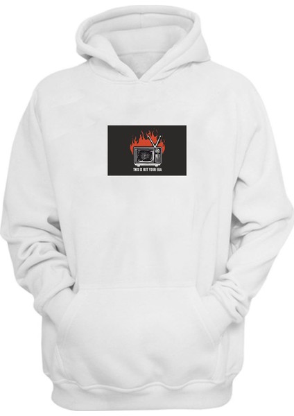 Unisex Thıs Is Not Your Era Baskılı Beyaz Normal Kalıp Şardonlu Kalın Sweatshirt