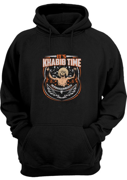Unisex Khabib Time Nurmagomedov Baskılı Siyah Normal Kalıp Şardonlu Kalın Sweatshirt