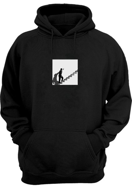 Unisex Truman Show Baskılı Siyah Normal Kalıp Şardonlu Kalın Sweatshirt