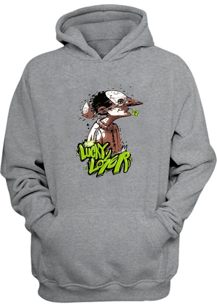 Unisex The Lucky Loser Baskılı Gri Normal Kalıp Şardonlu Kalın Sweatshirt