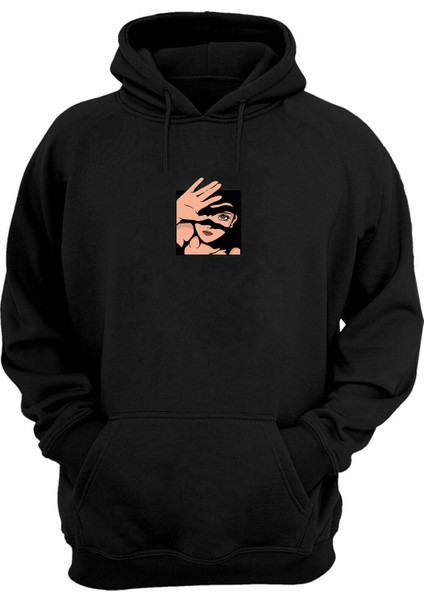 Unisex Anime Sunshine In The Eyes Baskılı Siyah Normal Kalıp Şardonlu Kalın Sweatshirt