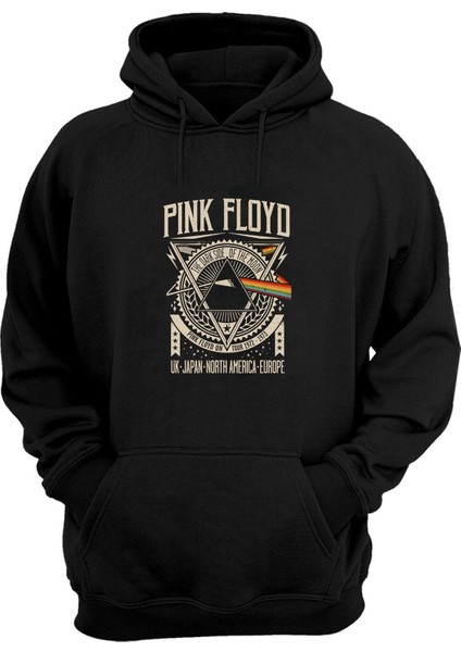 Unisex Pınk Floyd Uk Japan North America Europe Baskılı Siyah Normal Kalıp Şardonlu Kalın Sweatshirt