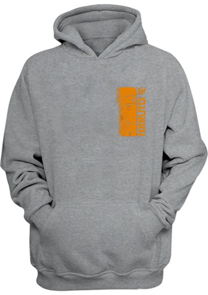 Unisex Anime Naruta Orange Baskılı Gri Normal Kalıp Şardonlu Kalın Sweatshirt