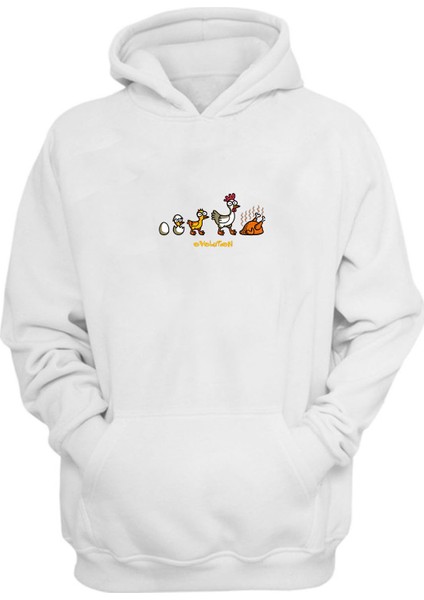 Unisex Egg Stages Ovolution Baskılı Beyaz Normal Kalıp Şardonlu Kalın Sweatshirt