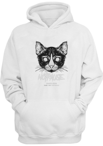 Unisex Not Pause Since 2016 Baskılı Beyaz Normal Kalıp Şardonlu Kalın Sweatshirt