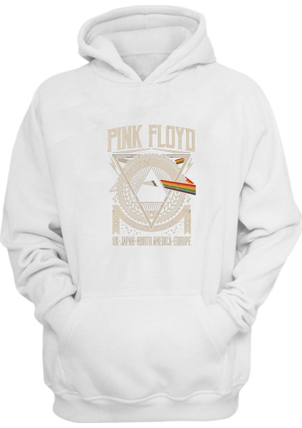 Unisex Pınk Floyd Uk Japan North America Europe Baskılı Beyaz Normal Kalıp Şardonlu Kalın Sweatshirt
